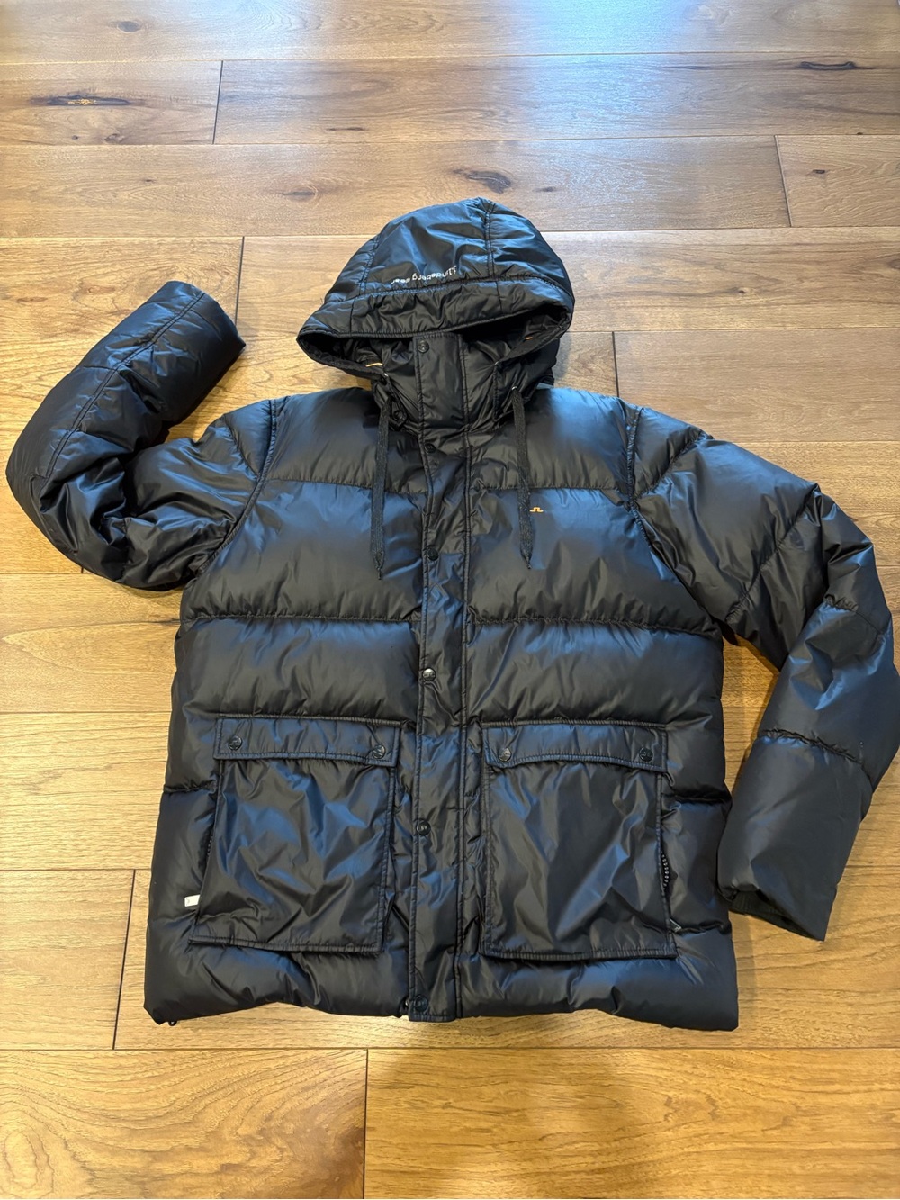 J.Lindeberg Black Quilted Puffer Jacket with Hood